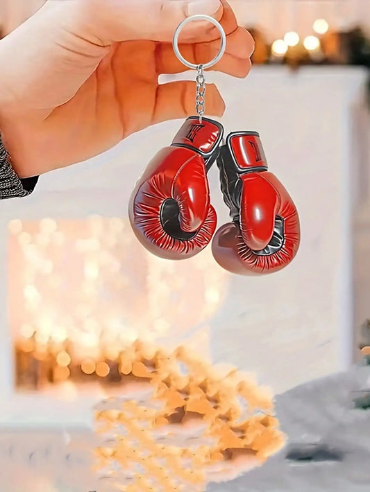Boxing glove keychain, simple style, men's creative keychain, backpack pendant, round buckle easy to install