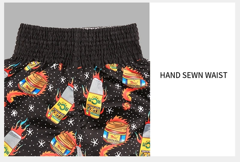 Muay Thai Shorts Kids Adults Thailand Embroidery Kickboxing Fight Kick Boxing Pants Martial Arts Grappling Sparring Uniform