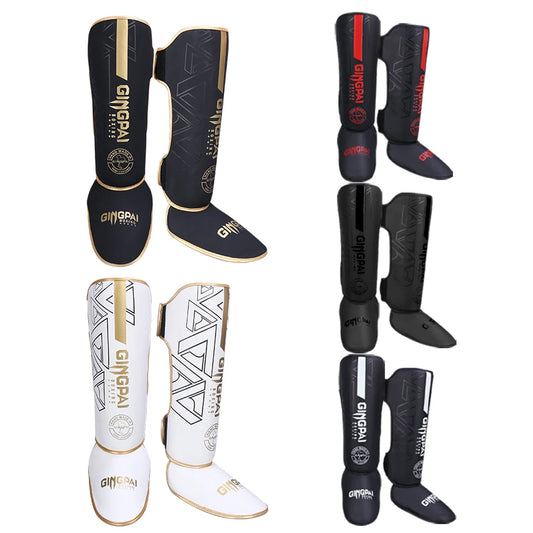 High-Quality PU Leather MMA Shin Guards Ankle Support Protector MMA Muay Thai Training Leg Warmers Light Kicking Shin Pads