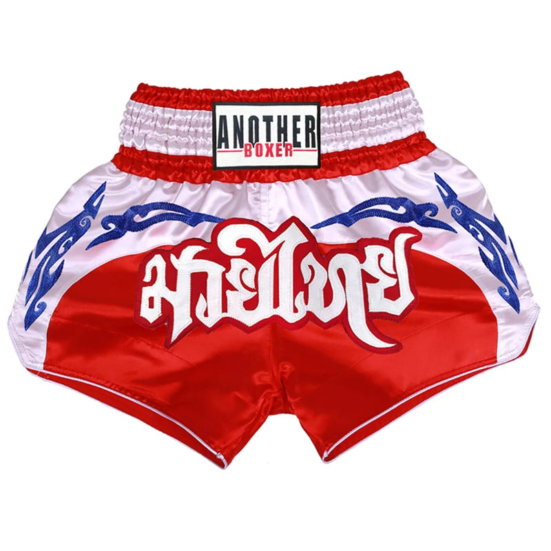 Muay Thai Shorts Kids Adults Thailand Embroidery Kickboxing Fight Kick Boxing Pants Martial Arts Grappling Sparring Uniform