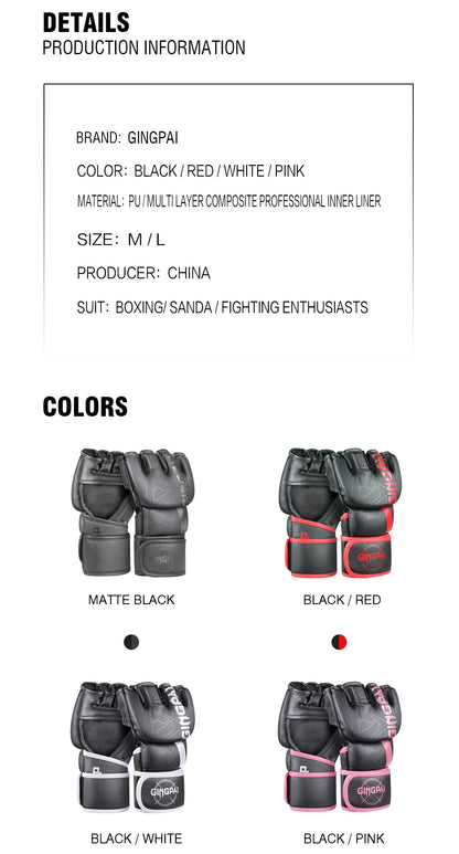MMA Gloves Sparring Gloves Men Women Training Professional MMA Fighting Boxing Gloves Sanda Free Fighting