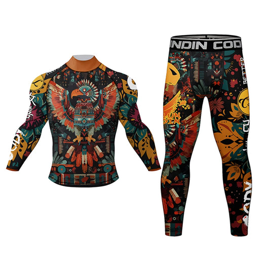Brazilian Jiu Jitsu Rash guard MMA T-shirt+Pants BJJ Not Gi Kimono Boxing Rashguard Sets With Rubber Waistband Shorts And Anti