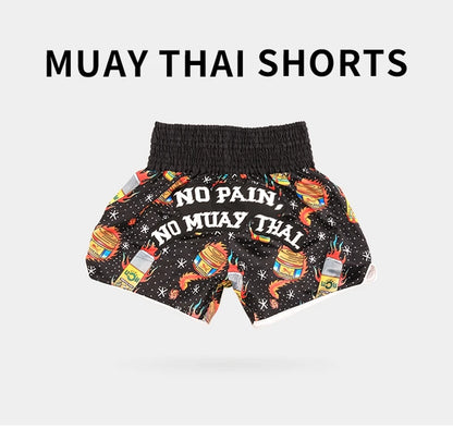 Muay Thai Shorts Kids Adults Thailand Embroidery Kickboxing Fight Kick Boxing Pants Martial Arts Grappling Sparring Uniform