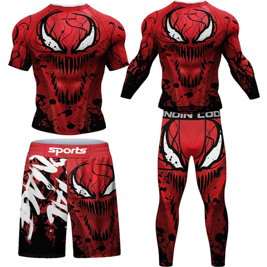 MMA Compression T-shirt Shorts Spartan Set Rashguard Jiu jitsu Shirts Clothes Fitness Bjj Boxing Boxe Sport Suits