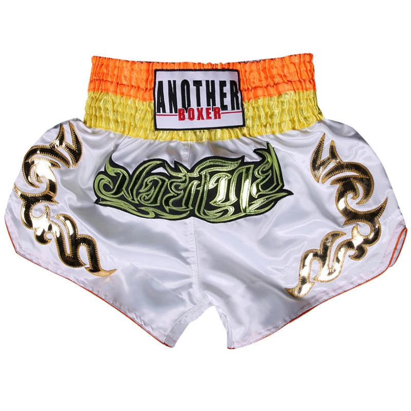 Muay Thai Shorts Kids Adults Thailand Embroidery Kickboxing Fight Kick Boxing Pants Martial Arts Grappling Sparring Uniform