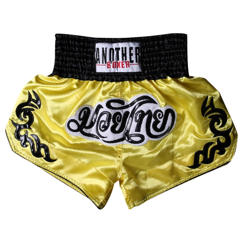Muay Thai Shorts Kids Adults Thailand Embroidery Kickboxing Fight Kick Boxing Pants Martial Arts Grappling Sparring Uniform