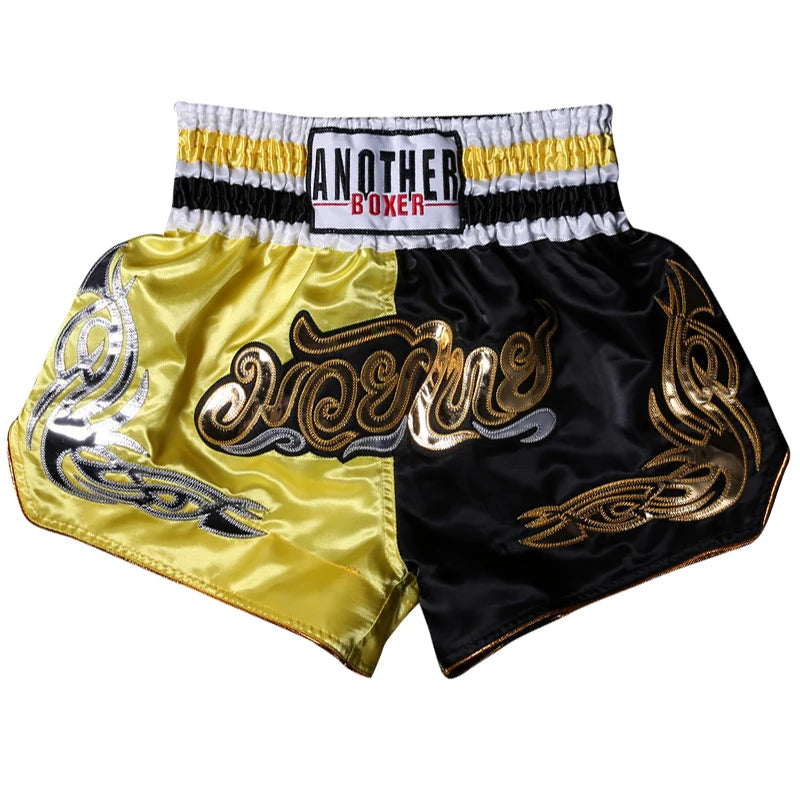 Muay Thai Shorts Kids Adults Thailand Embroidery Kickboxing Fight Kick Boxing Pants Martial Arts Grappling Sparring Uniform