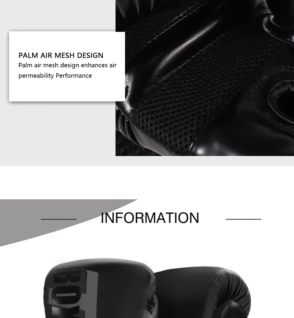 6-12oz Boxing gloves for adults children men women professional Muay Thai teenagers beginners boxing training equipment