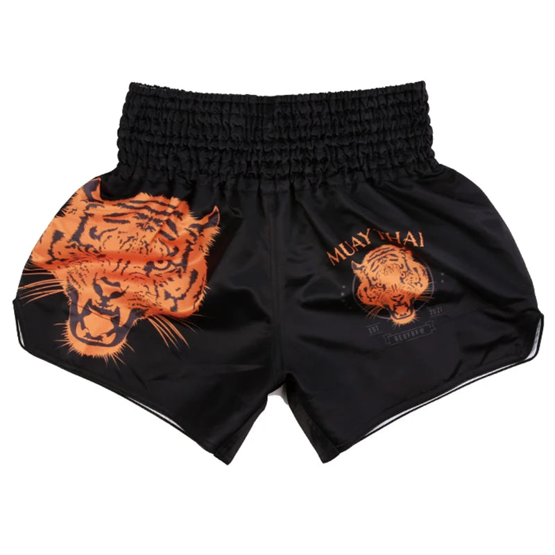 Muay Thai Shorts Kids Adults Thailand Embroidery Kickboxing Fight Kick Boxing Pants Martial Arts Grappling Sparring Uniform