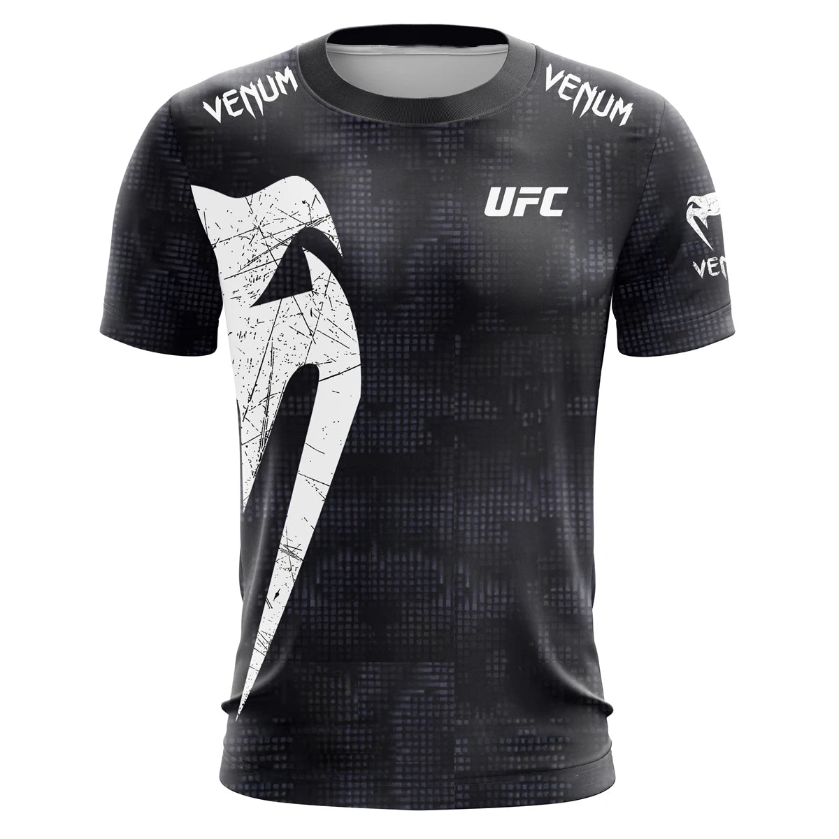 UFC Men’s Black White T-shirt Summer Casual O-neck Short Sleeve 3D Print Top for Boxing Fitness Training
