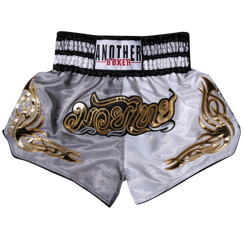 Muay Thai Shorts Kids Adults Thailand Embroidery Kickboxing Fight Kick Boxing Pants Martial Arts Grappling Sparring Uniform