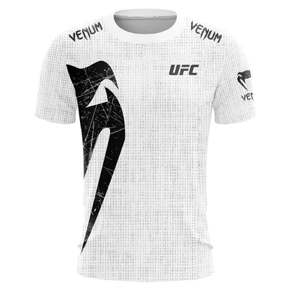 UFC Men’s Black White T-shirt Summer Casual O-neck Short Sleeve 3D Print Top for Boxing Fitness Training